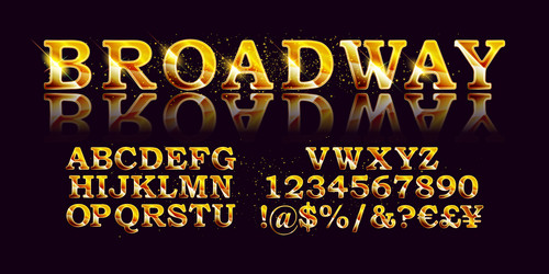 gold broadway font vector image