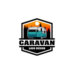 camper trailer - caravan logo vector image