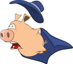 Cute pig in superhero cartoon vector