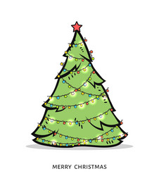 christmas doodle tree with garland vector image