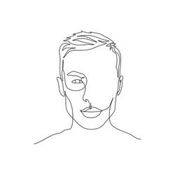 continuous one line portrait man with symmetric vector image