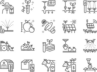 smart farming line icon set vector image