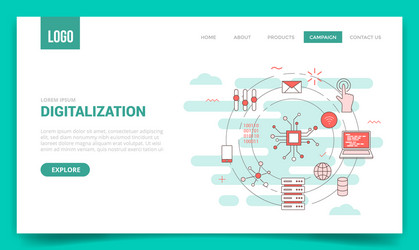 Digitalization concept with circle icon vector