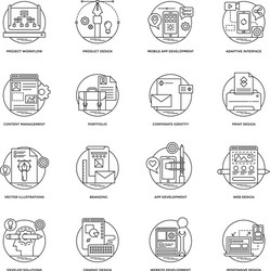 web and mobile app development line icons 1 vector image