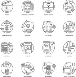 web and mobile app development line icons 2 vector image