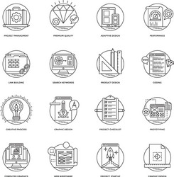 web and mobile app development line icons 5 vector image