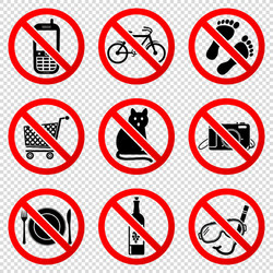 prohibited signs isolated on transparent vector image