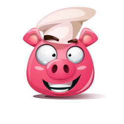 funny cute crazy pig icon cook smiley symbol vector image