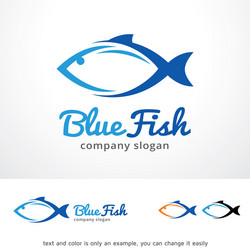 blue fish logo template design vector image