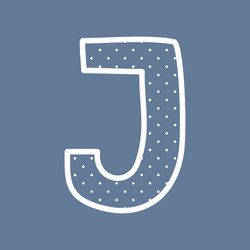 J alphabet letter with white polka dots on blue vector