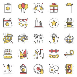 Party celebration thin line icons set birthday vector