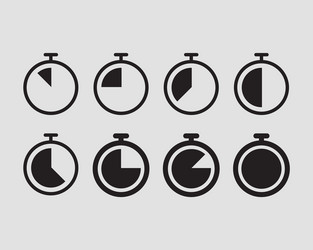 timer stopwatch icons set clock silhouette vector image