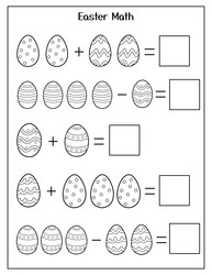 easter math black and white worksheet for kids vector image