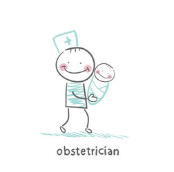 Obstetrician with baby vector