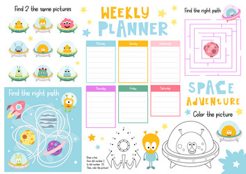 kids weekly planner template vector image