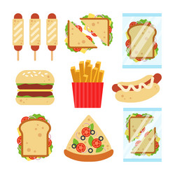 fast food set for luncheonette menu design vector image