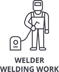 Welder welding work line icon sign vector