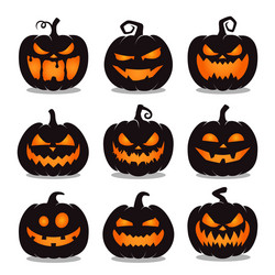 set halloween pumpkin black on white background vector image