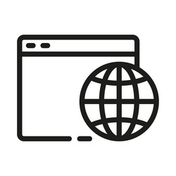 browser and globe linear icon internet vector image