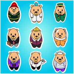 Big set of nine cartoon bears vector