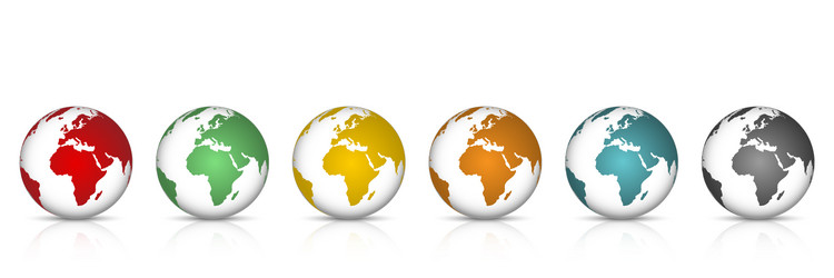 set 3d colorful earth globe with shadow vector image