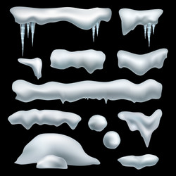 snow realistic caps snowdrifts snowballs vector image