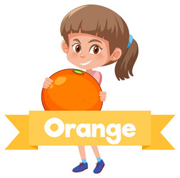 a girl holding fruit with letter on white vector image