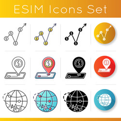 Country economics icons set gross domestic vector