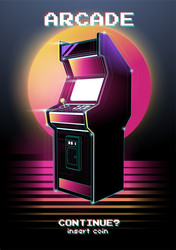 neon of arcade game machine retro gaming vector image