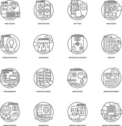 web development line icons 4 vector image