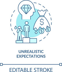 unrealistic expectation blue concept icon vector image