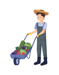 male farmer with wheelbarrow vector image