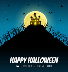 scary house on the hill with moon vector image