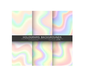 set 6 realistic holographic backgrounds vector image