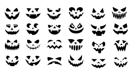 scary faces halloween smiley pumpkin creepy vector image