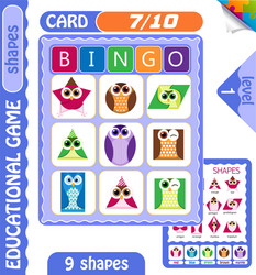 Level bingo shapes owls 7 vector