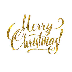 Gold merry christmas card golden shiny glitter vector