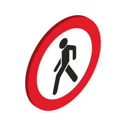 no pedestrian sign icon isometric 3d style vector image