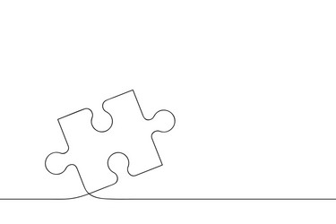 puzzle piece one continuous line drawn jigsaw vector image