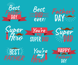 set of happy fathers day banner and giftcard best vector image