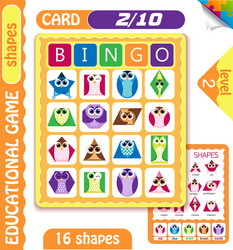 owls bingo level shapes 2 vector image