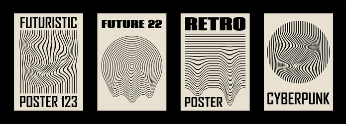 retro futuristic y2k abstract geometric posters vector image