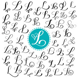 set of hand drawn calligraphy letter l vector image