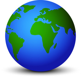 Earth globe with shadow on blank background vector