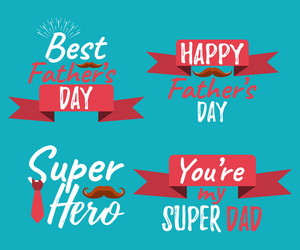 set of happy fathers day banner and giftcard best vector image