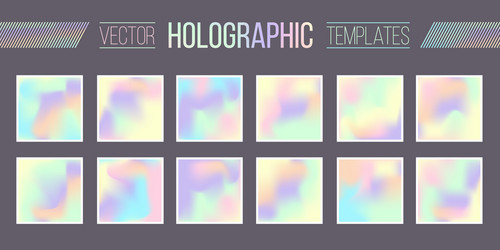 set holographic gradient templates vector image