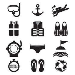 Diving icon set vector