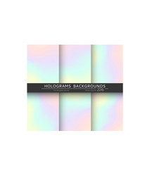 Set 6 realistic holographic backgrounds vector