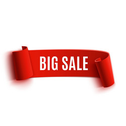 red realistic detailed curved paper sale banner vector image