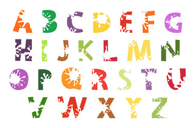 english font bright color spots creative alphabet vector image